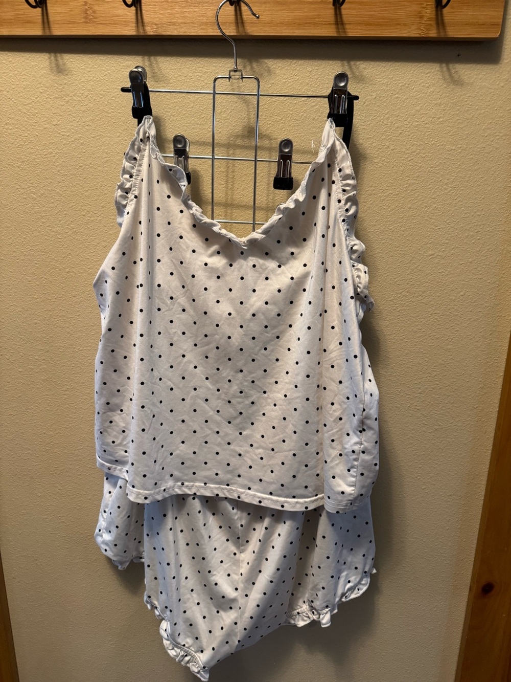 White Polka Dot Ruffle  pajama Set